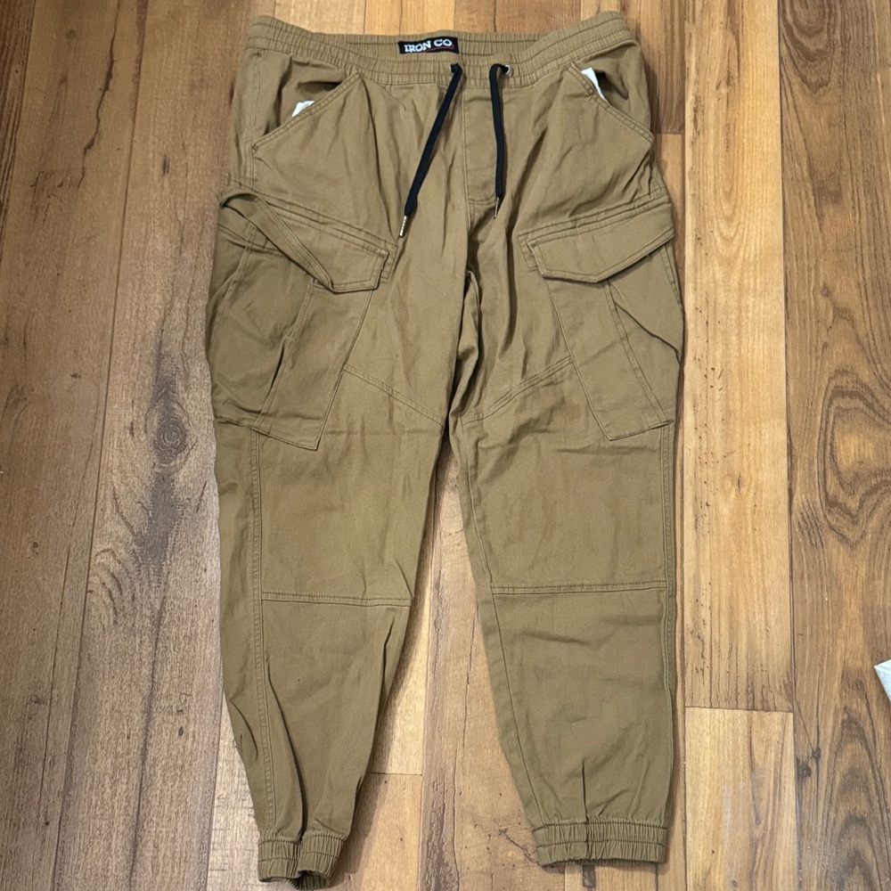 Khaki Cargo Pants with Elastic Cuffs